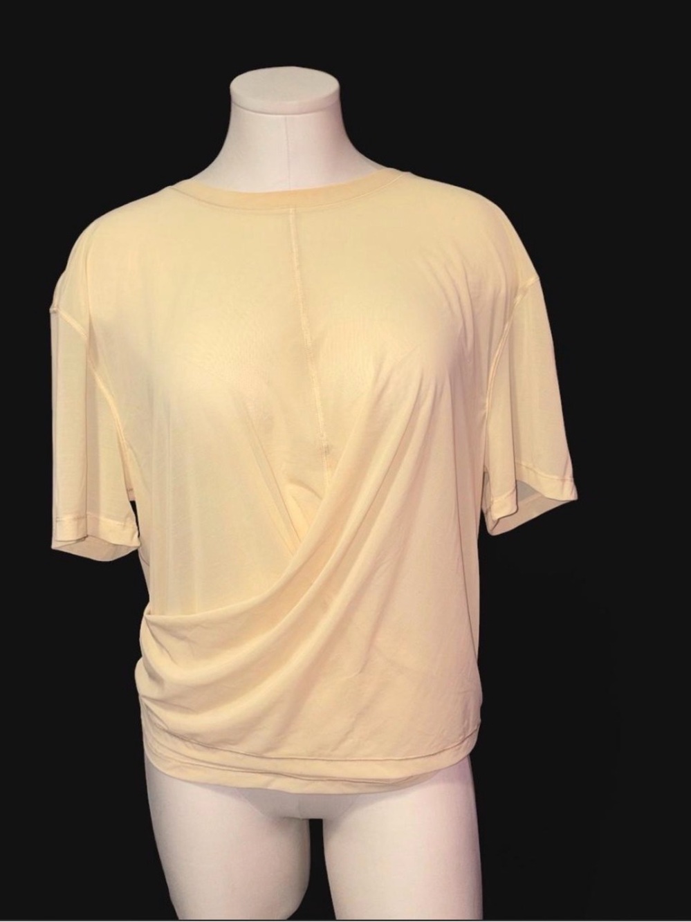 Lululemon Mesh Draped Short Sleeve Top in Pale Yellow